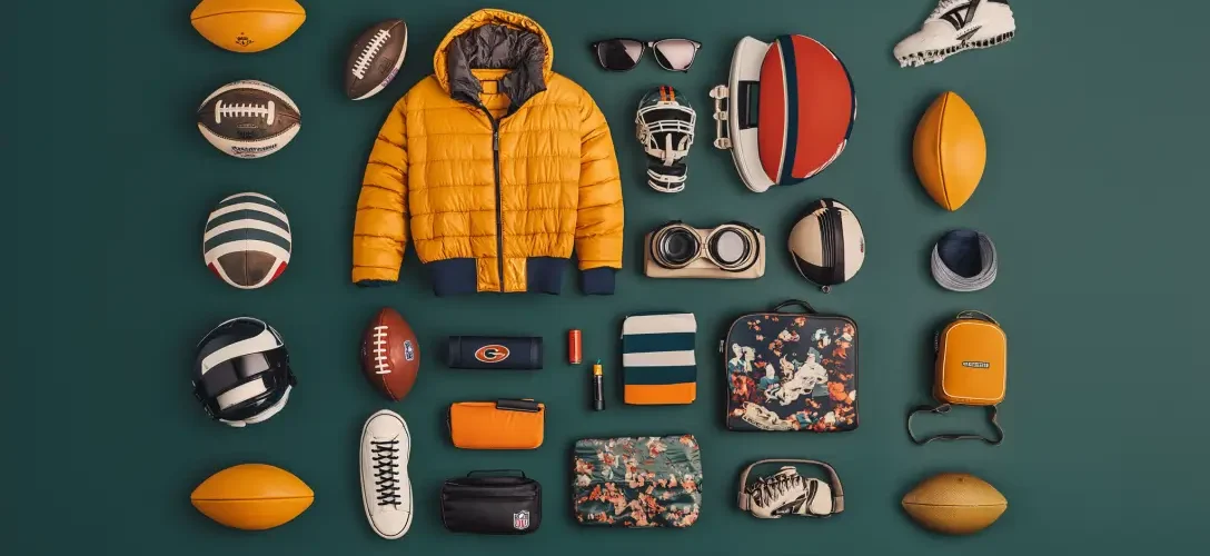 American football drip- clothing items