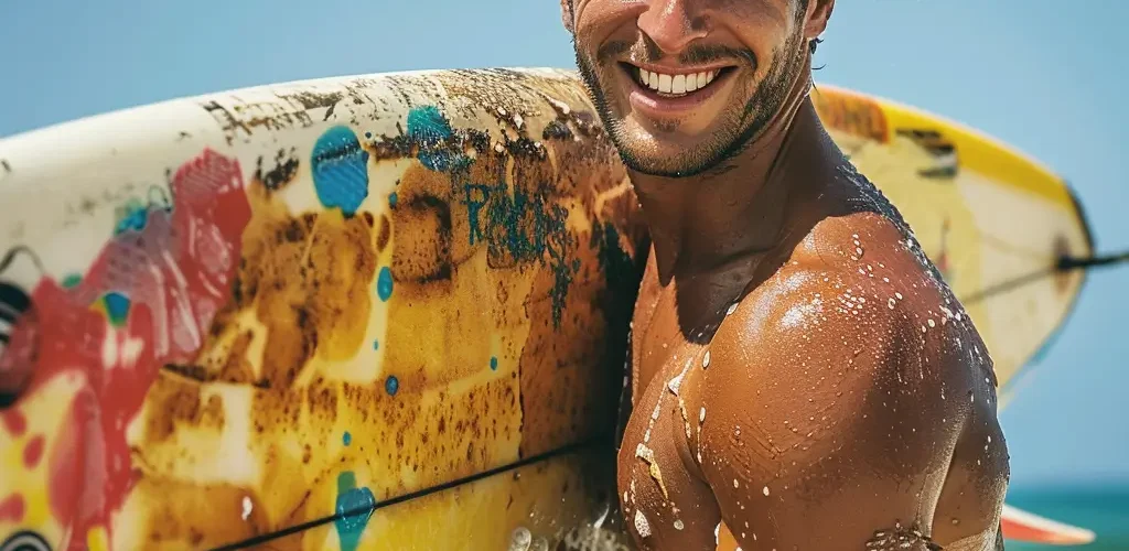 surfer with waxed surfing board